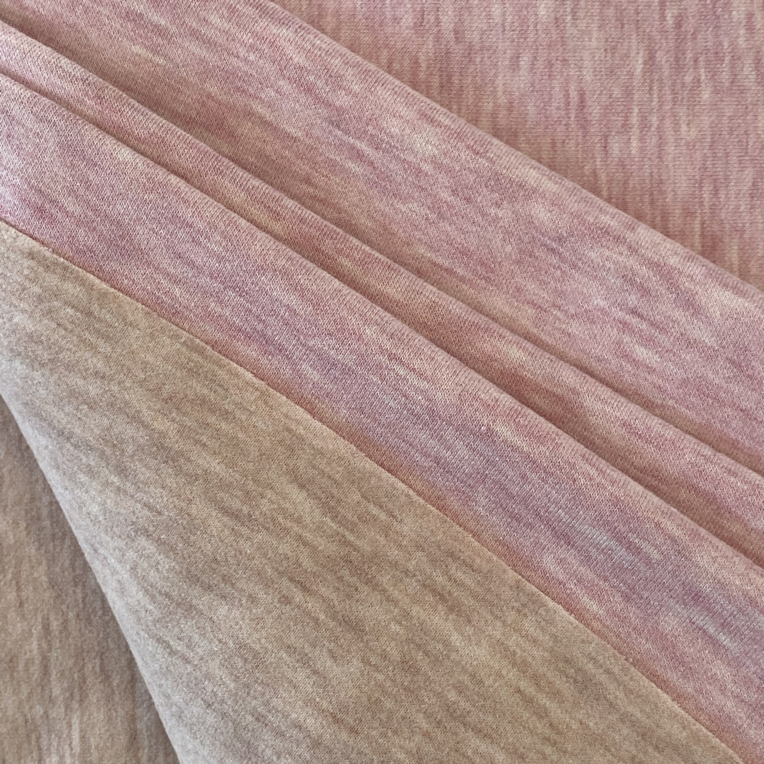 炫彩粉AB蚕丝羊绒奥绒磨毛面料发热保暖家居服打底衫面料