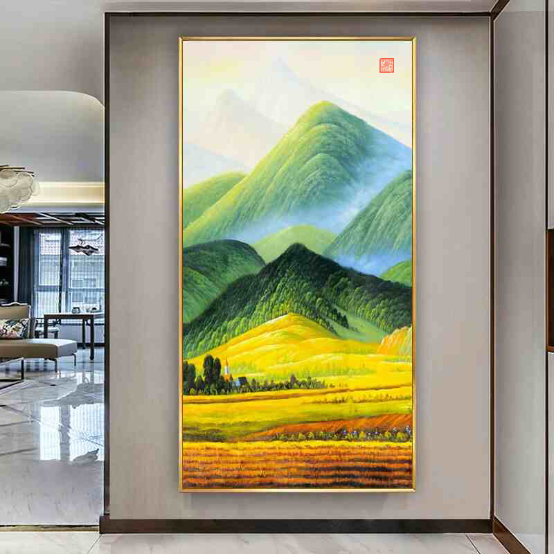 入门玄关装饰画九鱼聚财图进户门正对玄关高端挂画晶瓷装饰画