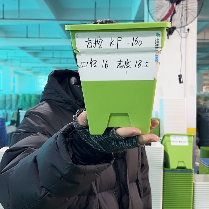 正品方盆口16高18果绿无托5只