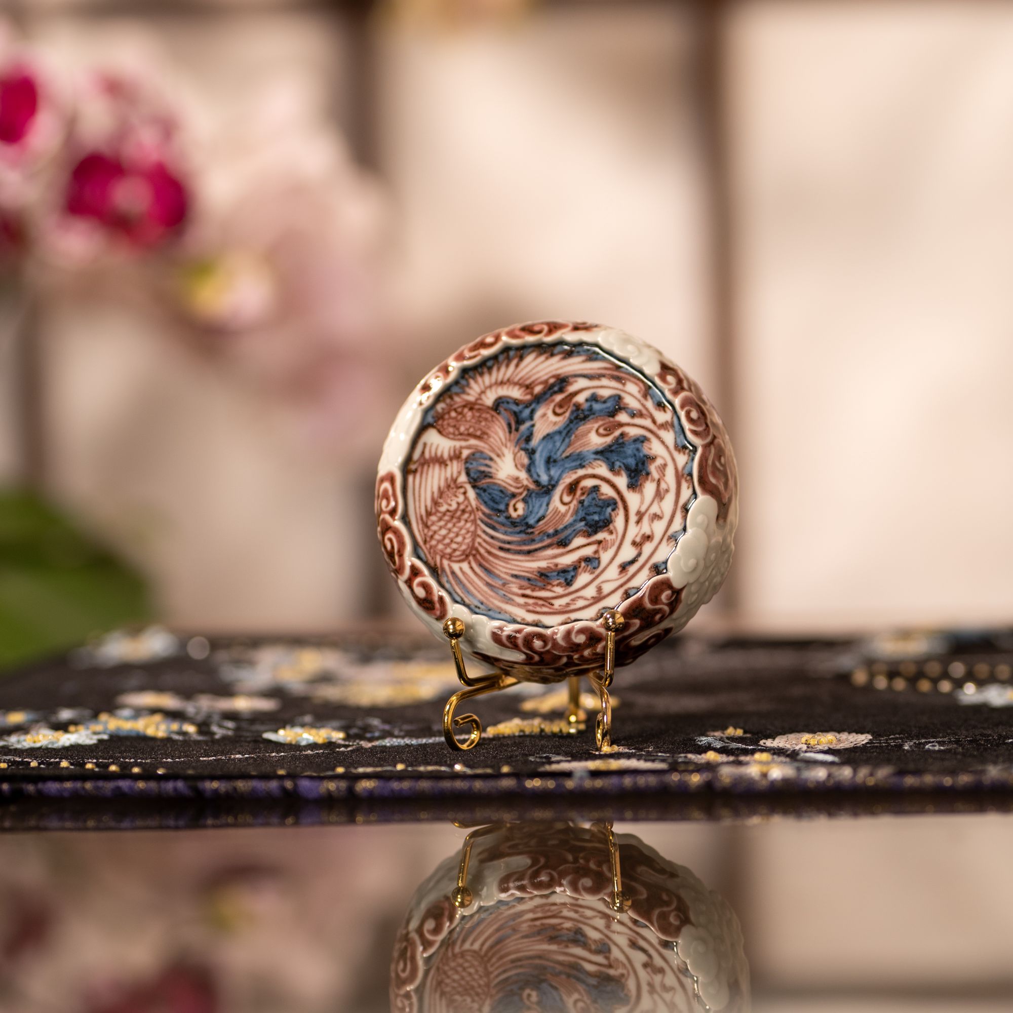 ZM0009 正萌  凤舞富贵 凤穿牡丹盖置