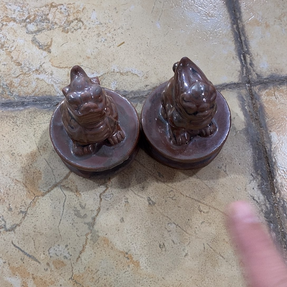 瓷片介休窑两个小兽1222
