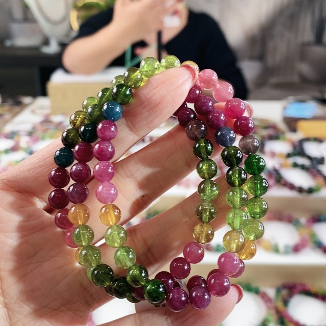 碧玺手串未镶嵌G2485单圈颜色微差