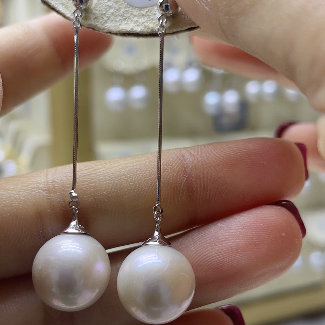 淡水珍珠耳饰银S925镶嵌