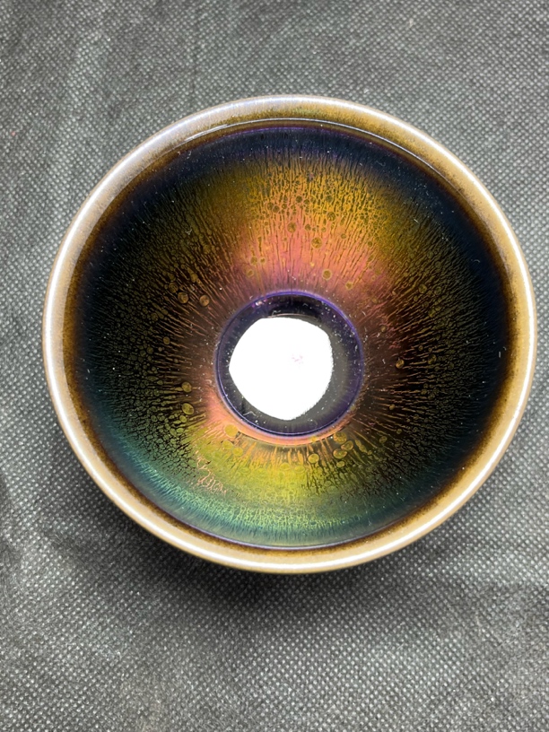 建窑建盏七彩紫曜束口对杯盏茶金油滴主人杯陶瓷大号茶杯