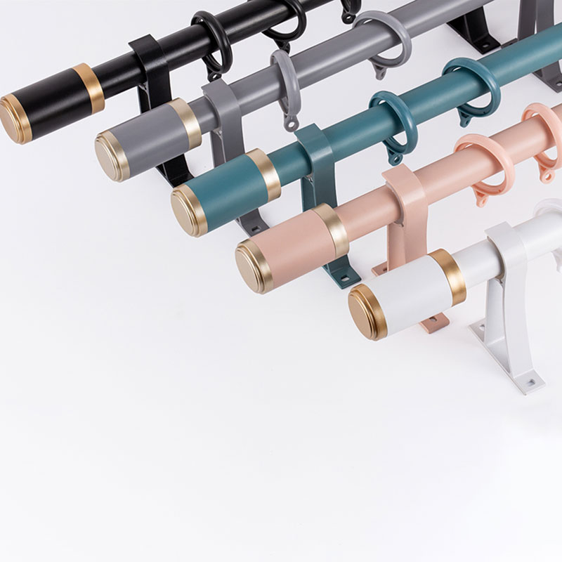 现代简约清新马卡龙色罗马杆铝合金静音轨道糖果色单杆双杆窗帘杆