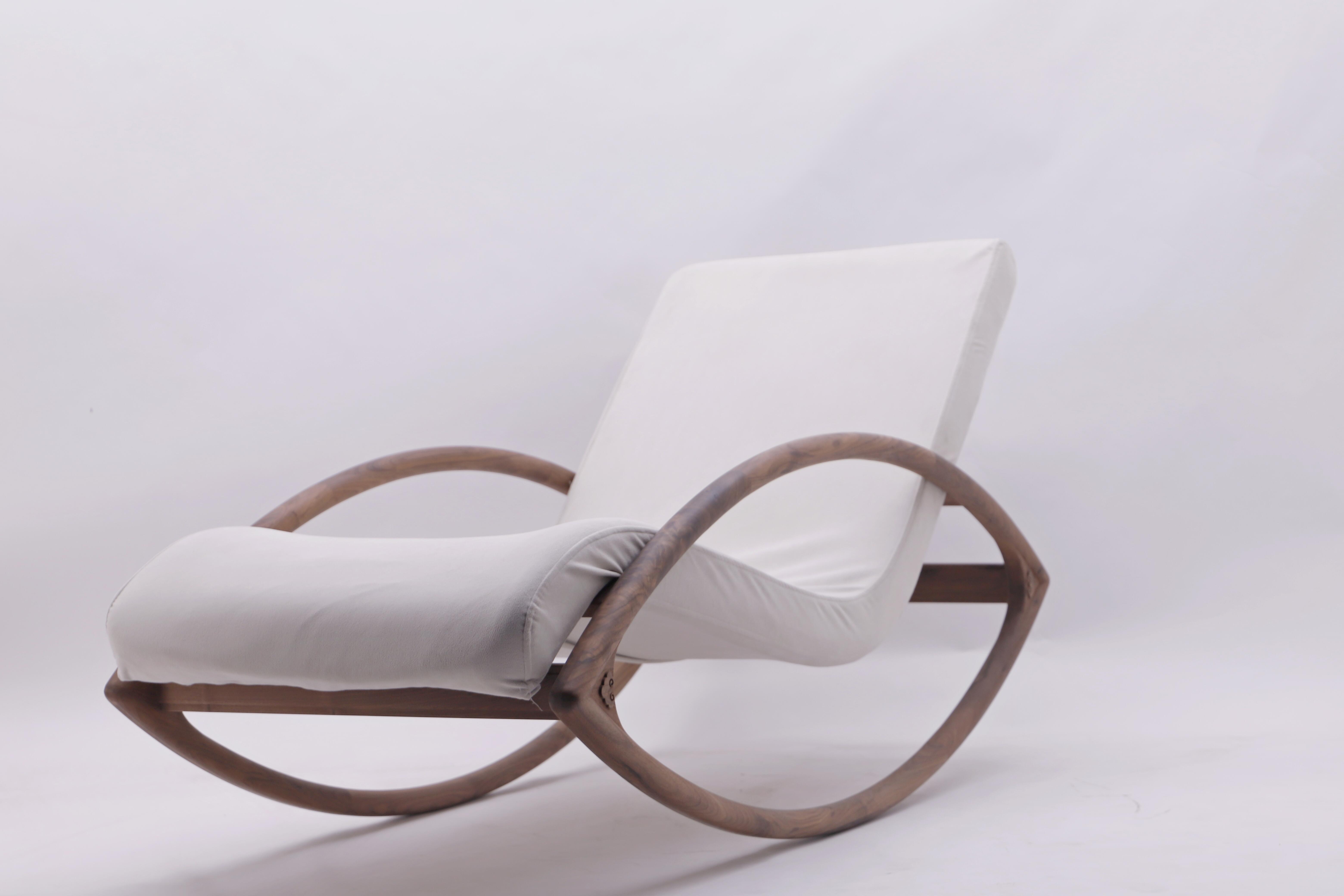 栖云椅北美胡桃木摇椅躺椅客厅家用阳台单人