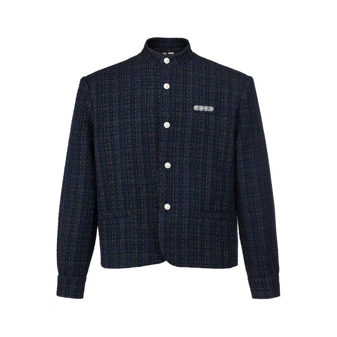 GOODBRAND 2025FW 珠光暗纹混织轻奢高级时尚中山装外套男女同款