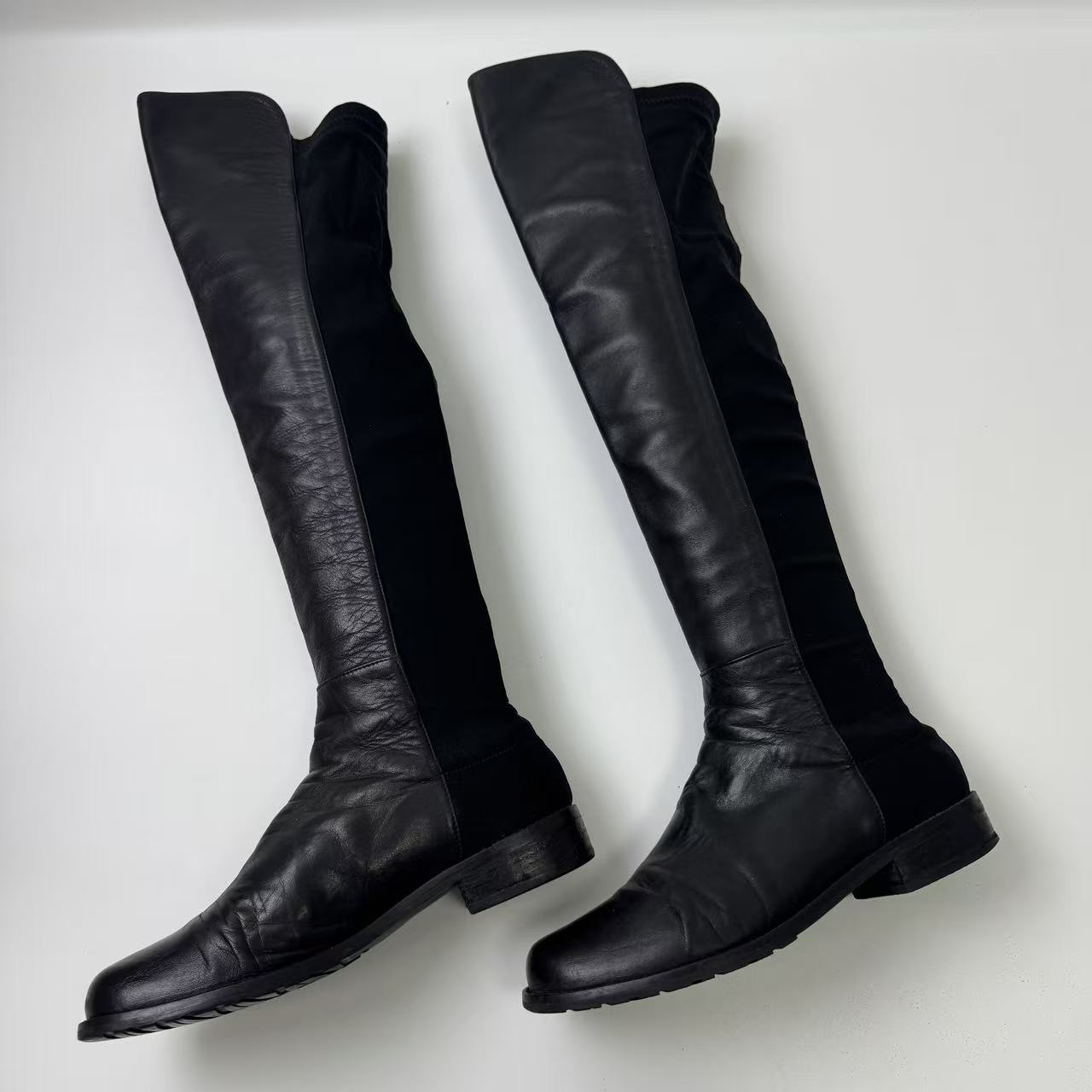 95新 StuartWeitzman 36码/仔仔女鞋/黑色弹力带长靴wsp101