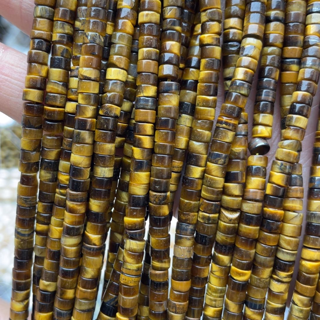 玛瑙/玉髓未镶嵌珠宝半成品黄虎眼1条隔片卡4