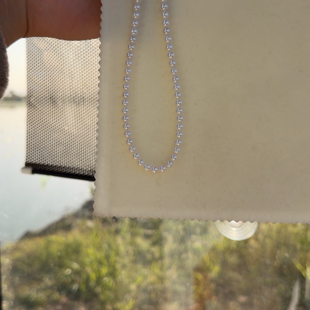 颈饰银S925镶嵌淡水珍珠5-6无核极光镜面正圆无暇炫彩冷白