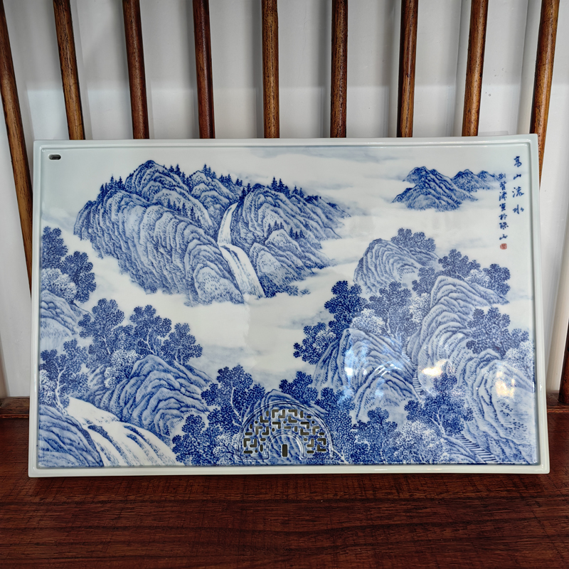 景德镇陶瓷茶盘长方型大号家用手绘青花瓷茶台储水干湿两用泡台