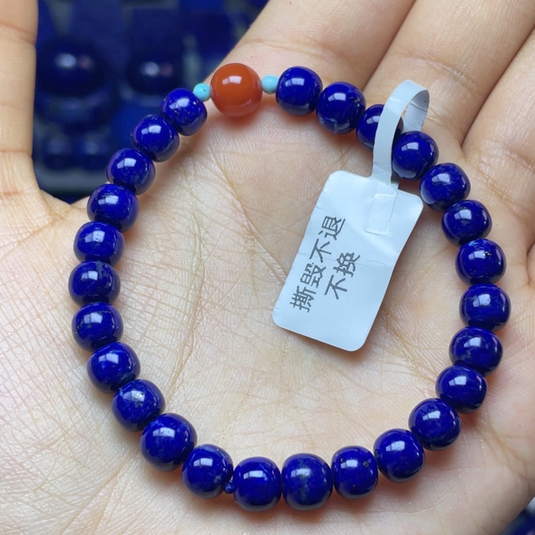 青金石未镶嵌7×6mm老型手串