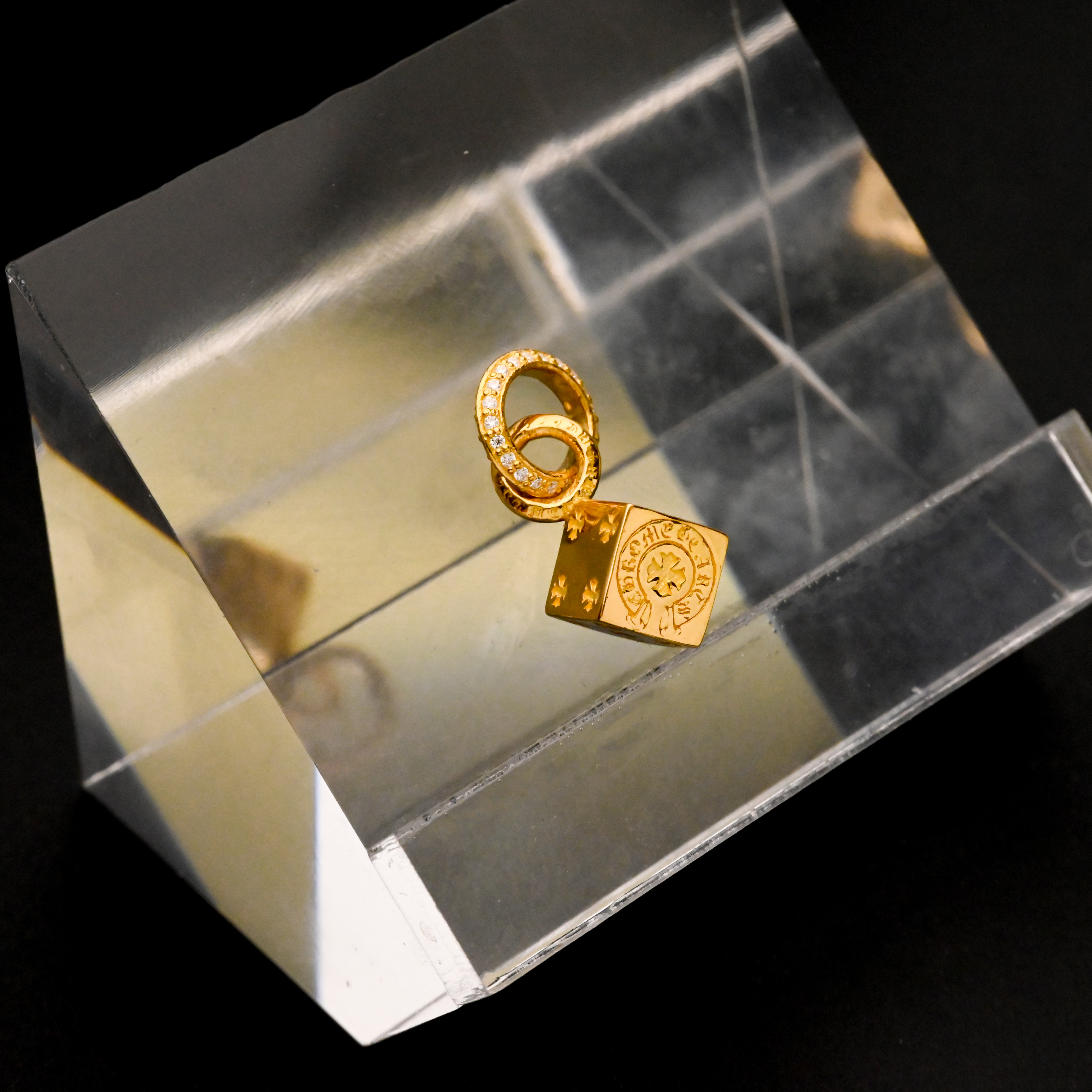 【金枝原】足金999 莫桑骰子吊坠