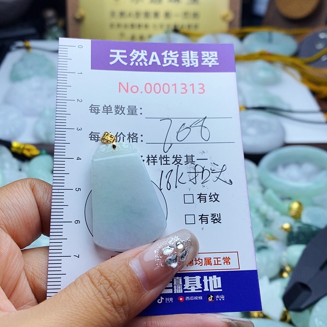 欣***°翡翠18K金镶嵌毛衣链1313