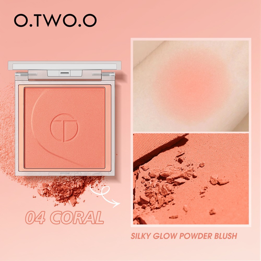 O.TWO.O正品单色腮红蜜桃橘柔雾哑光修容腮红提升气色胭脂腮红