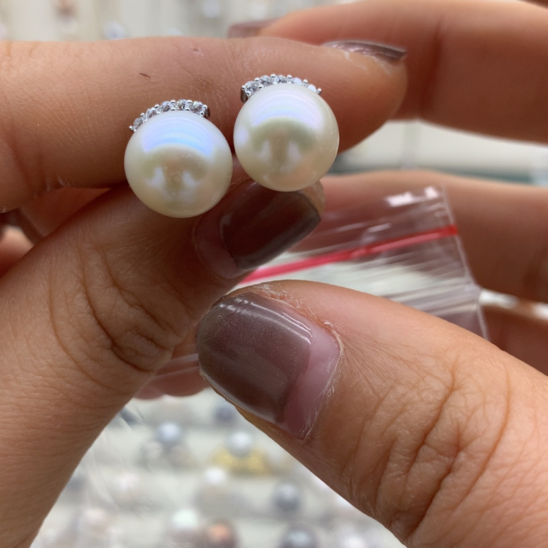 淡水珍珠耳饰银S925镶嵌