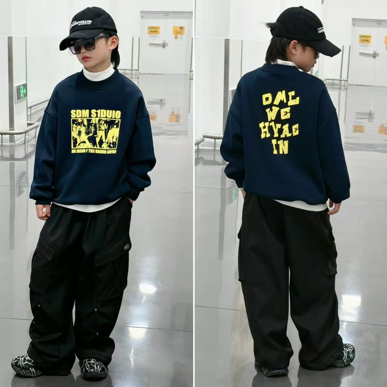 【嘟妈童装】青少年冬季加绒卫衣儿童保暖打底衫百搭上衣6078