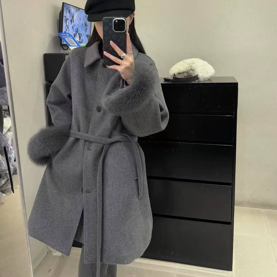 冬季毛呢长款加厚通勤百搭大衣外套