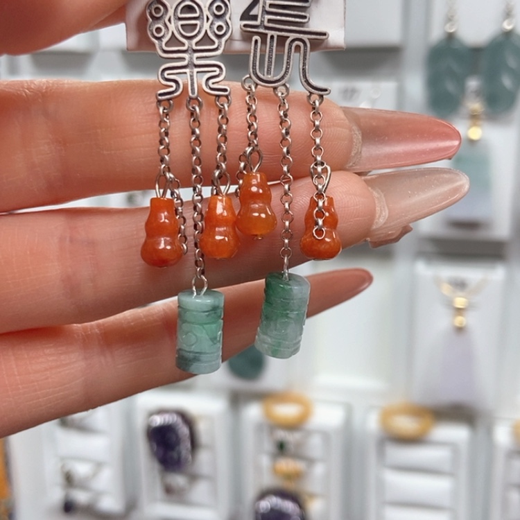 【闪购商品】翡翠耳饰银S925镶嵌耳饰