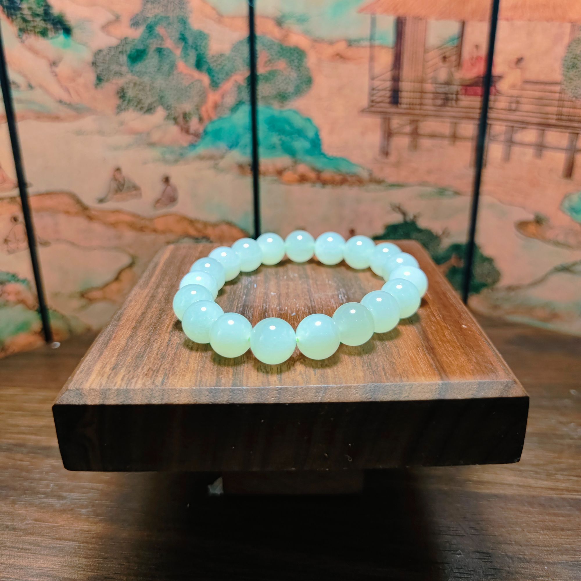 N和田玉圆珠手串（卡10）2237