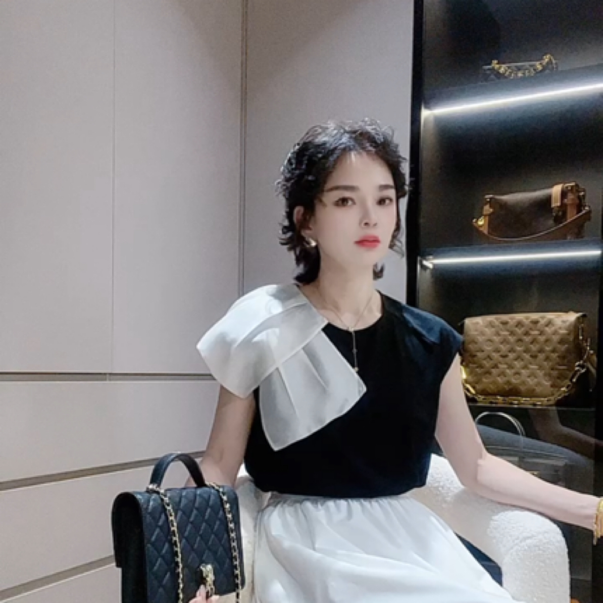 ZM25年新款时尚短袖气质拼接撞色夏季上衣T恤87237