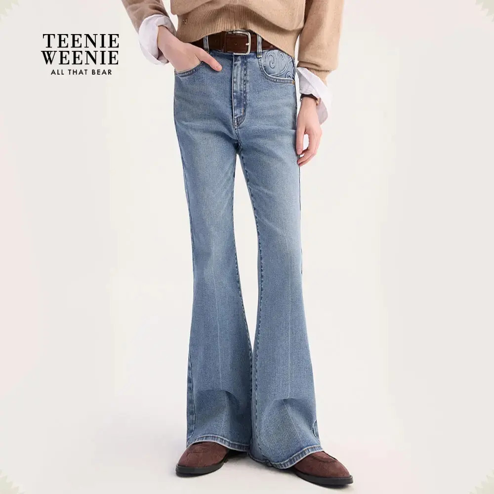 TeenieWeenie小熊女装牛仔裤25秋新款休闲舒适喇叭裤TTTJ254902W