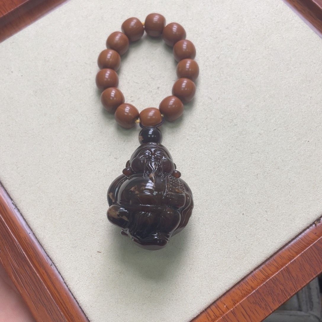 琥珀未镶嵌裸石天然琥珀财神爷