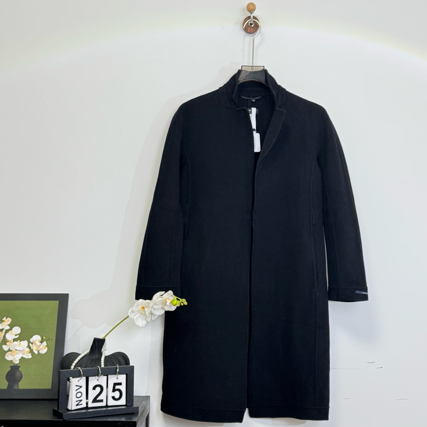 99新 MaxMara S‘Maxmara 藏青色羊毛大衣 36码 