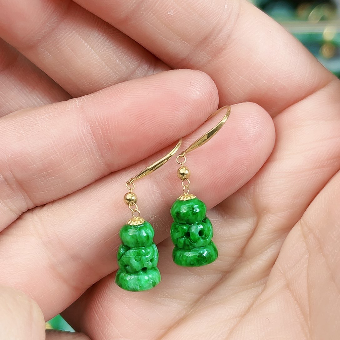 翡翠颈饰18K金镶嵌耳饰