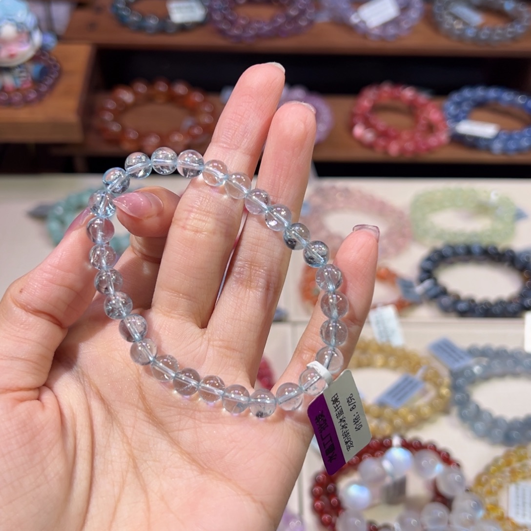 未镶嵌托帕石手链6m宠粉碎冰冰蓝托帕石