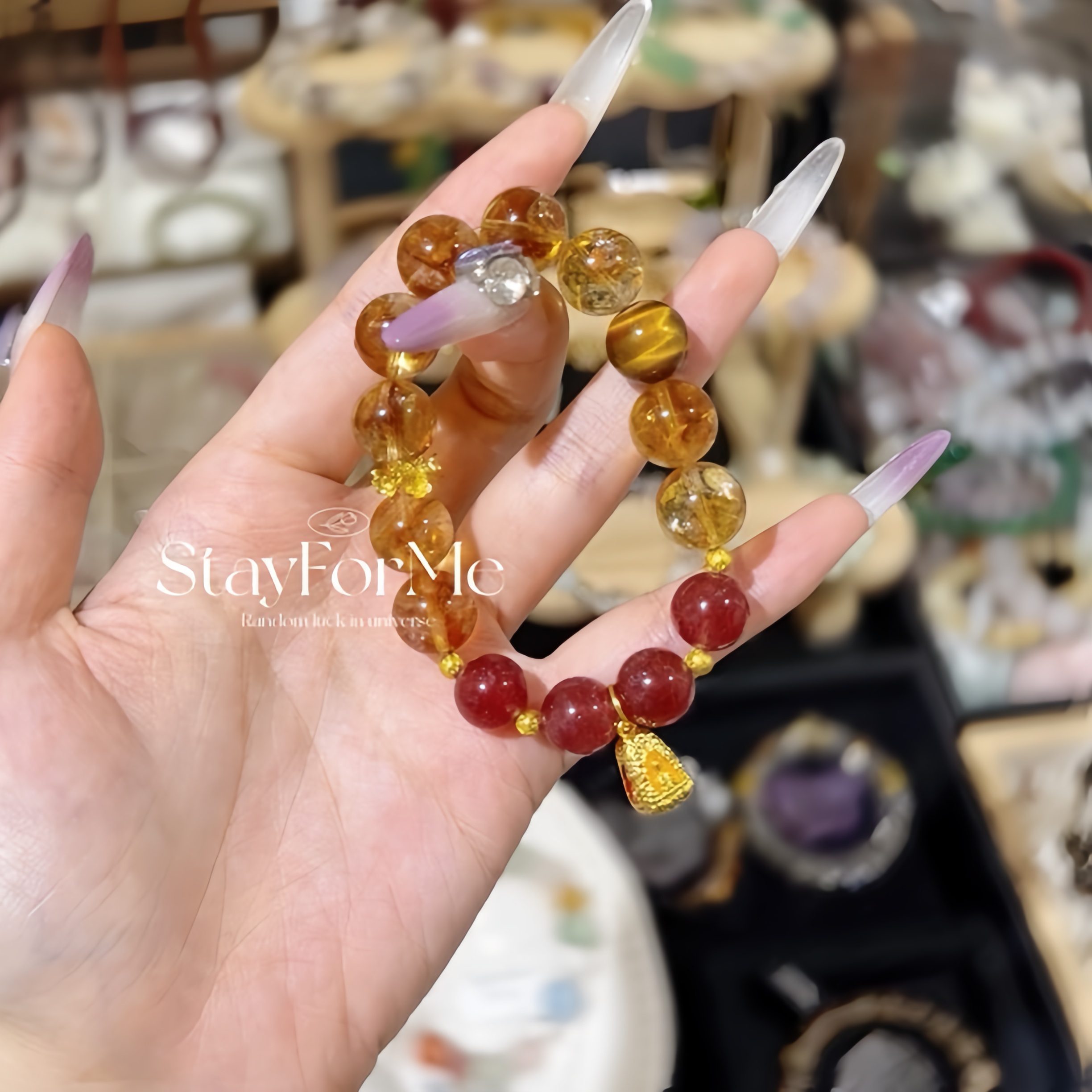 铜合金锆石手链 StayForMe「 金玉抱桃 」黄塔 草莓 黄虎 轻奢原创