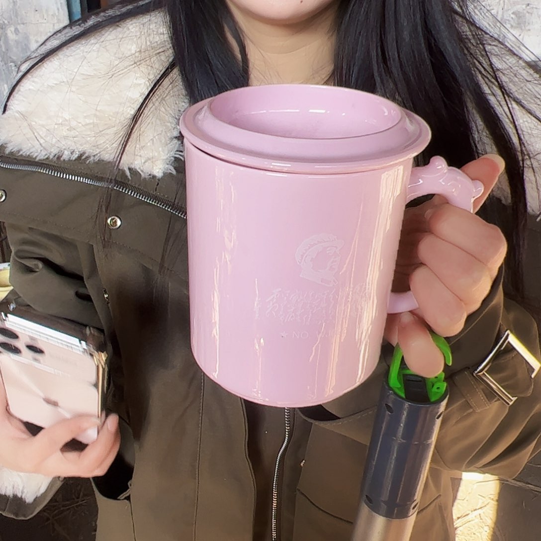 摆件陶景德镇红xixi徽章办公杯