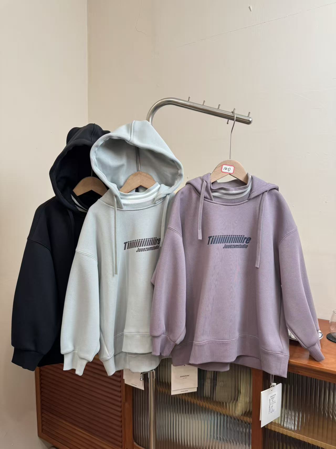 2025九坐7068冬款加绒连帽卫衣潮酷简约男女童款，亲子装冬季秋冬