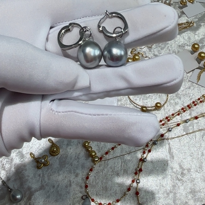 海水珍珠耳饰银S925镶嵌