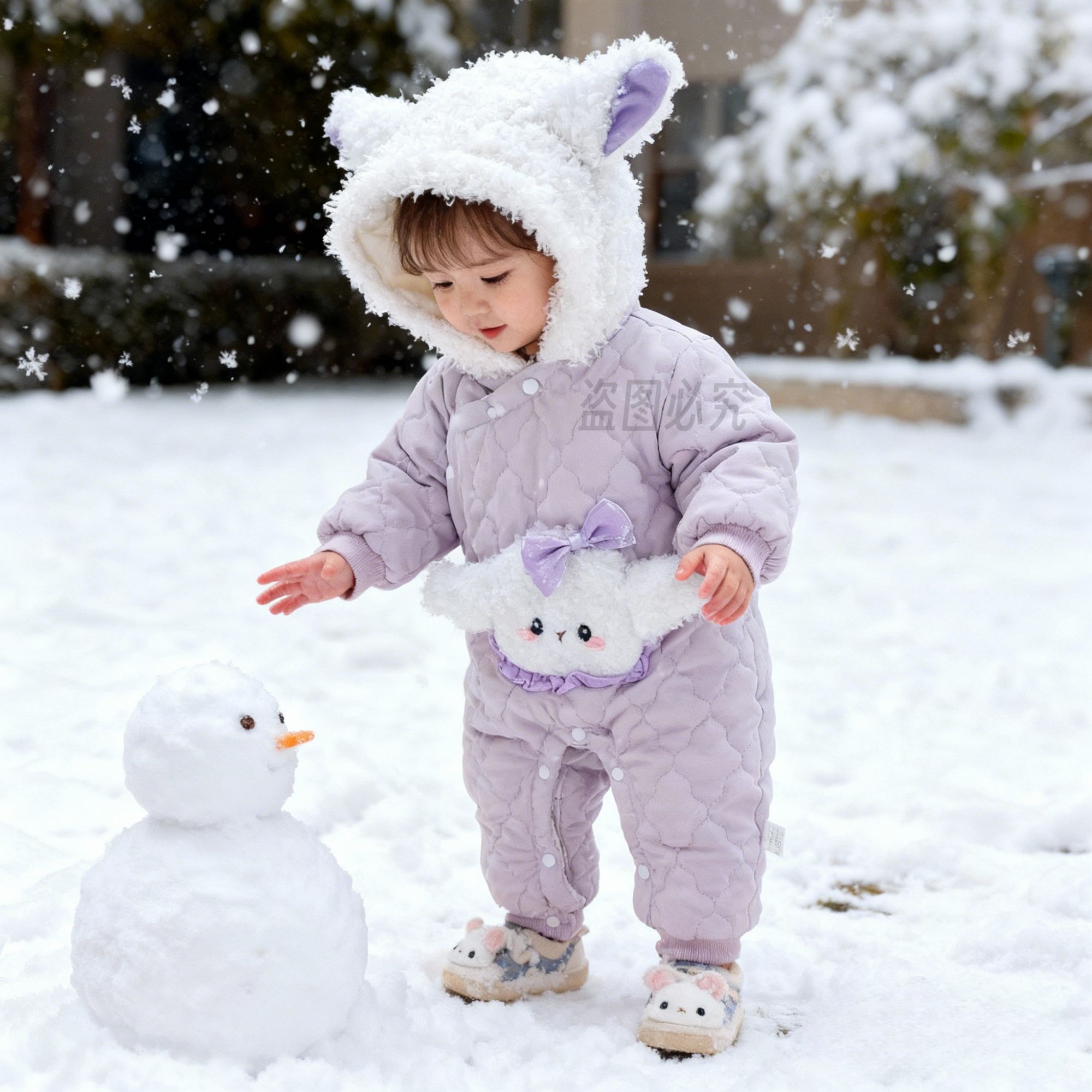 J新款加绒加厚可爱造型女宝宝满月百天周岁偏襟护肚外出哈衣D113