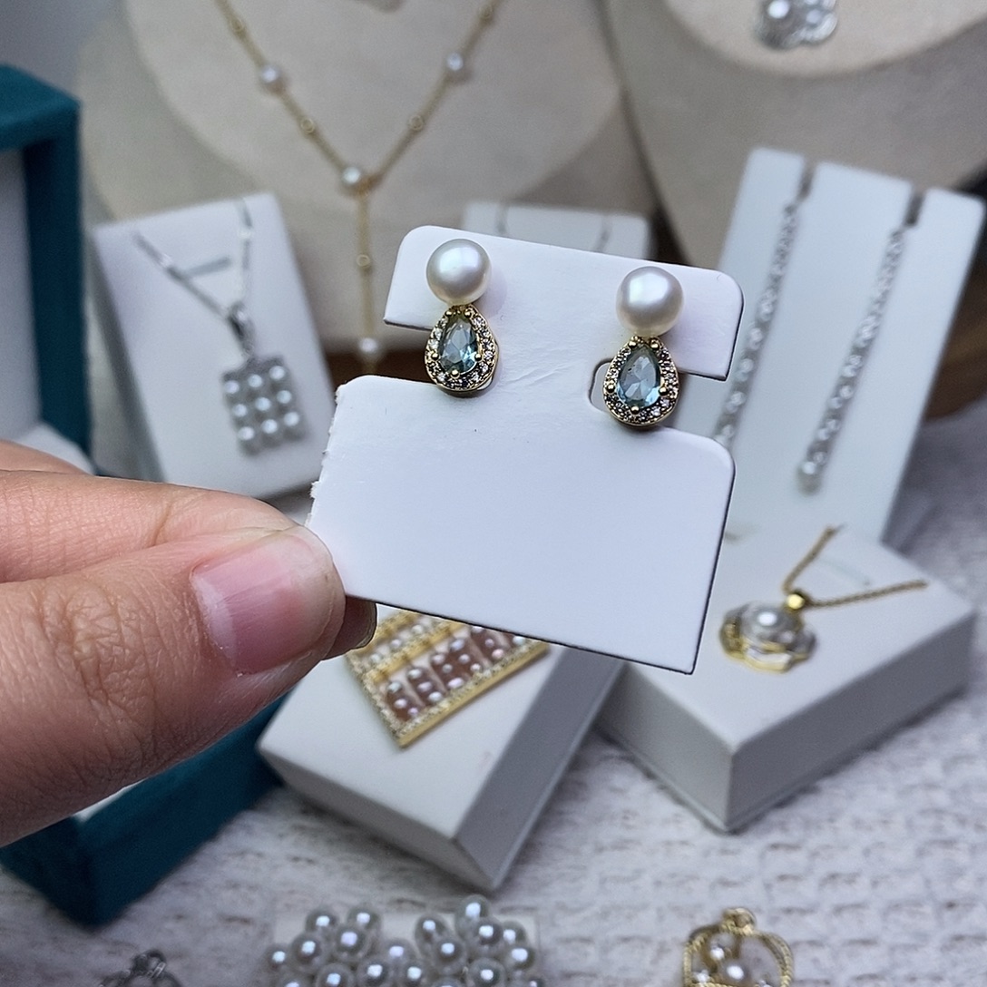 淡水珍珠耳饰银S925镶嵌