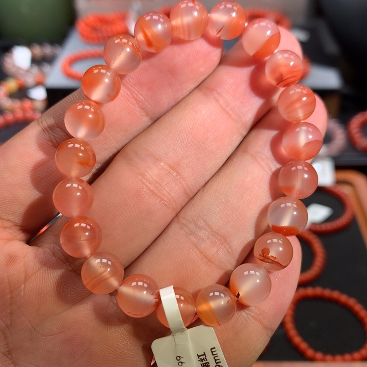 南红玛瑙未镶嵌单圈9mm➕9口冰飘