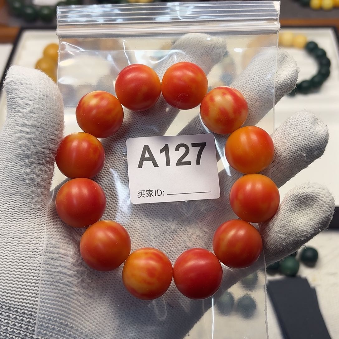 菩提根/象牙果手串127卡21手工干磨樱桃圆珠瑕