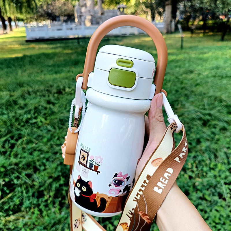 迪乐贝尔儿童保温杯高颜值女孩双饮吸管水杯316不锈钢男学生杯子