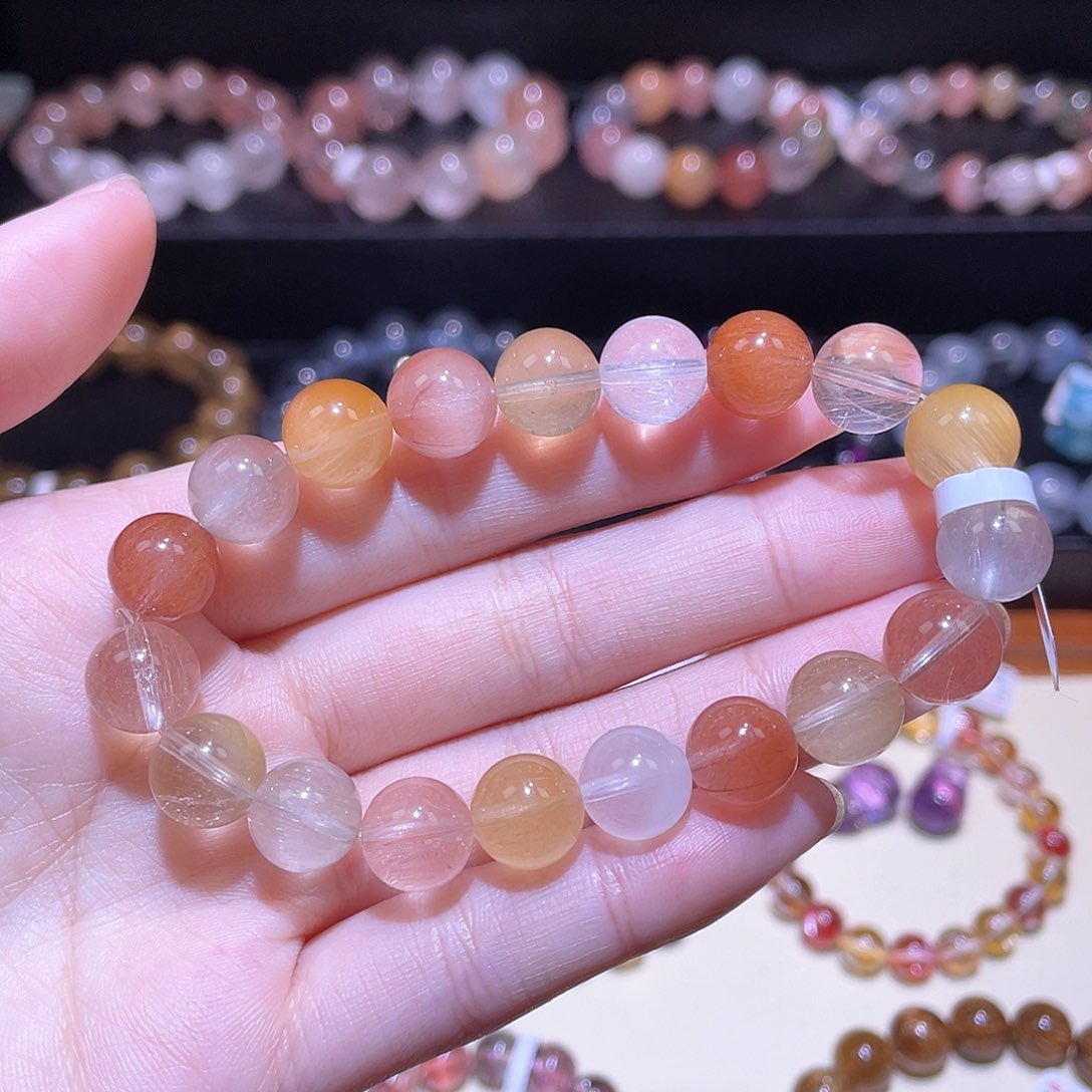 水晶手链未镶嵌兔毛手链，晶体通透10+