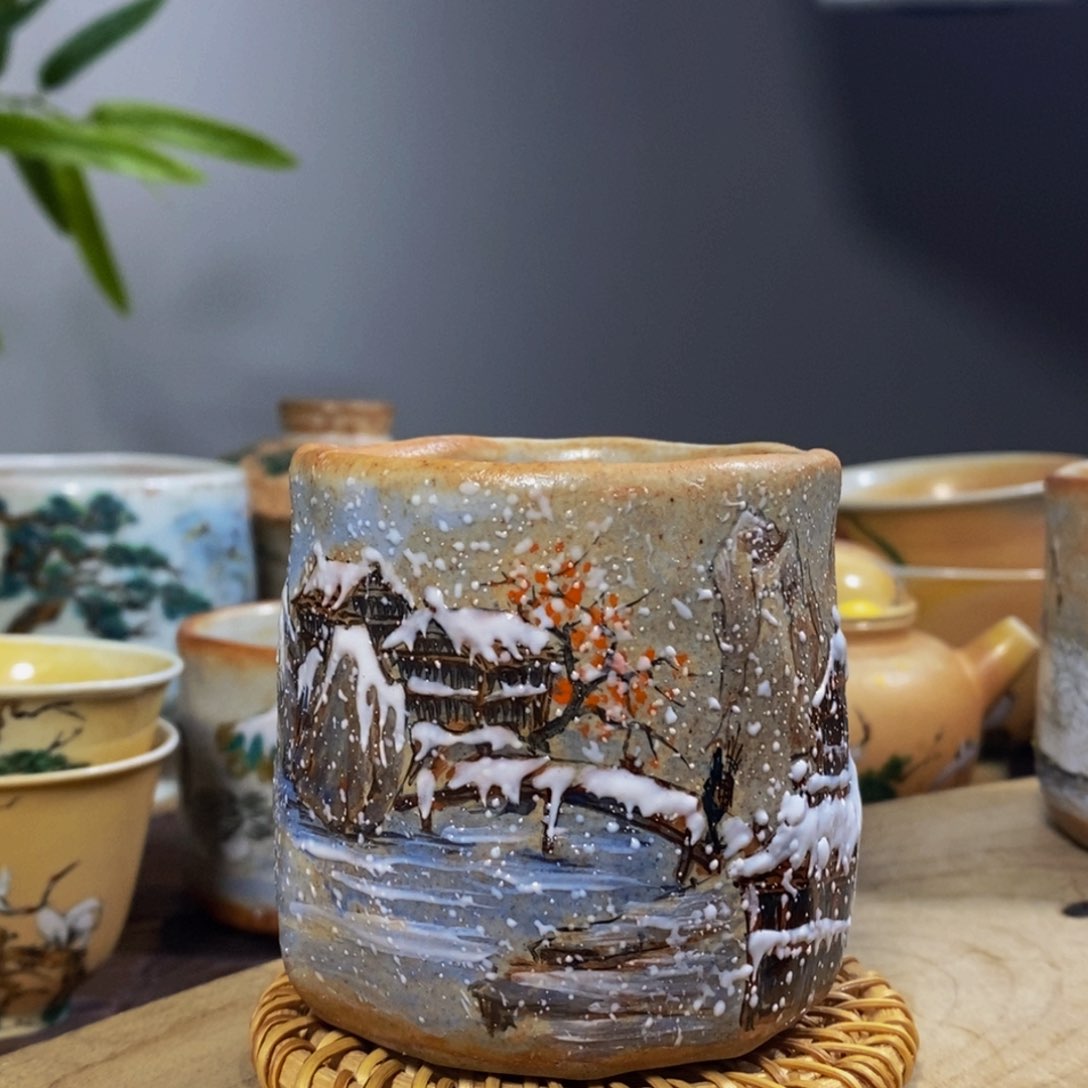 ?****?匠心窑柴烧手绘山水雪景