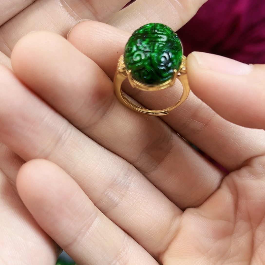 翡翠戒指银S925镶嵌戒指