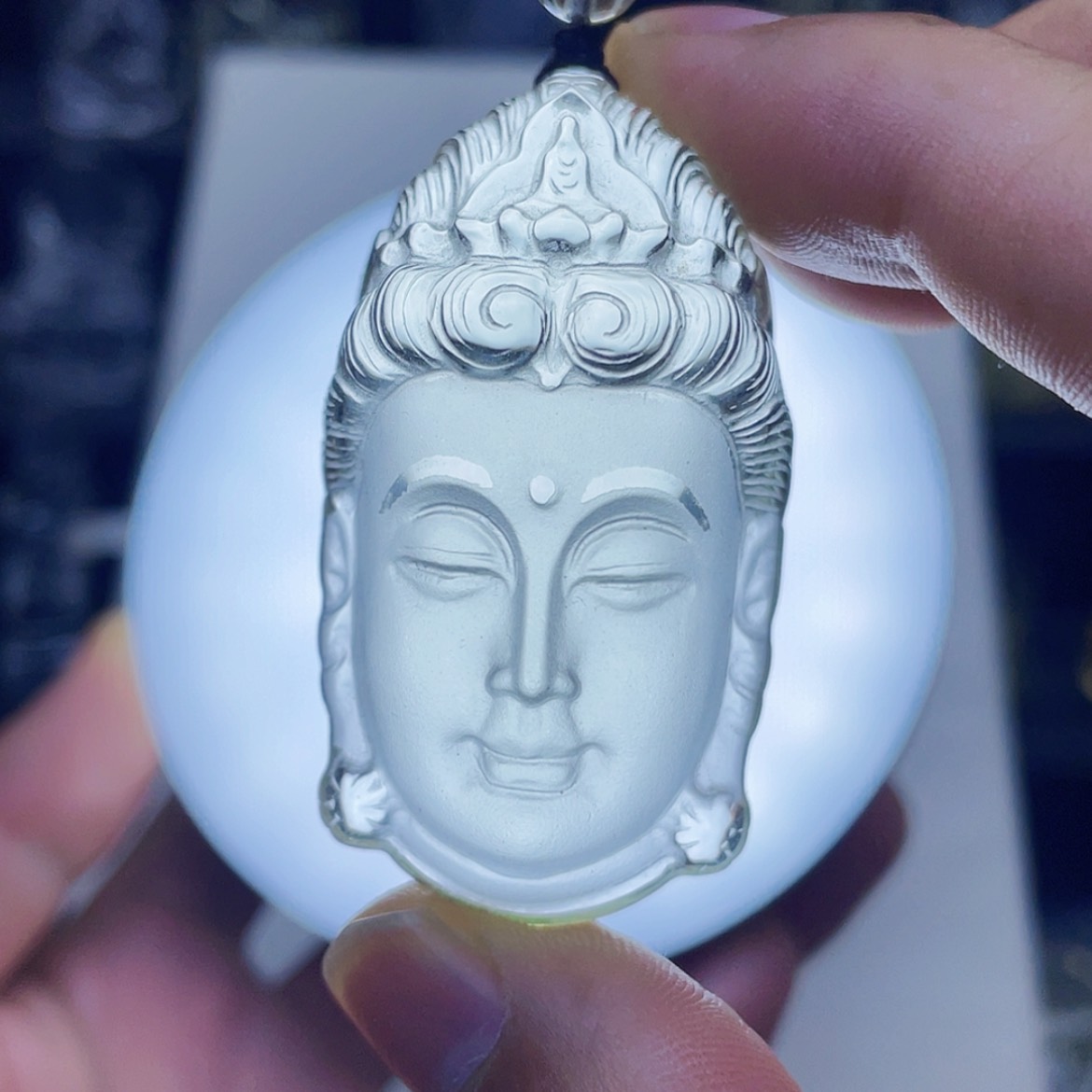 【闪购商品】水晶颈饰未镶嵌黄水晶立体精雕观音佛首吊坠