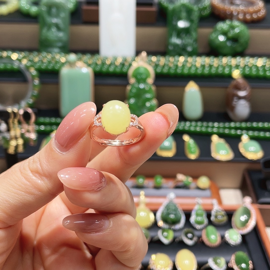 和田玉银S925镶嵌戒指