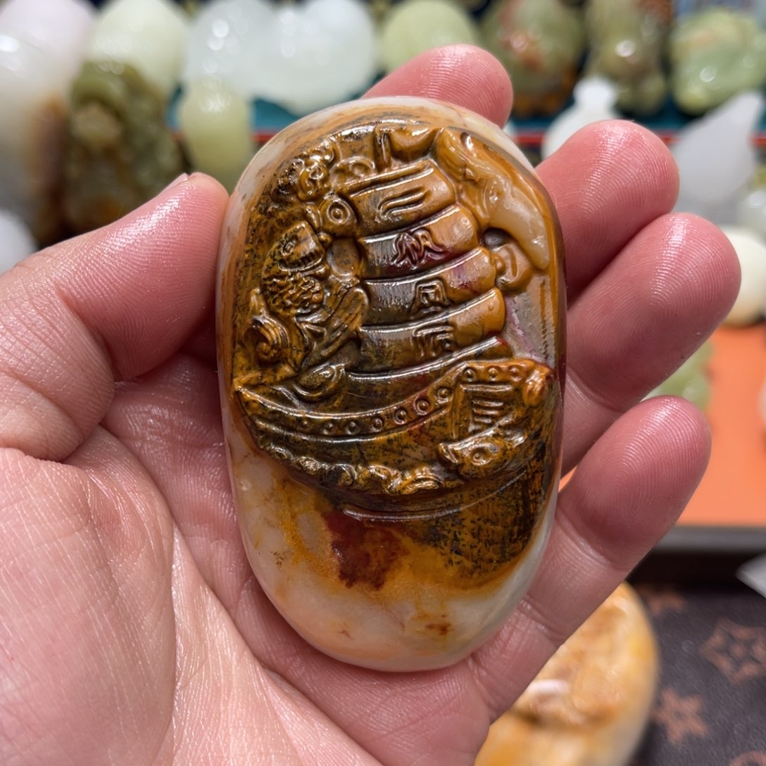 钟***生石材石材方解石手把件不退换