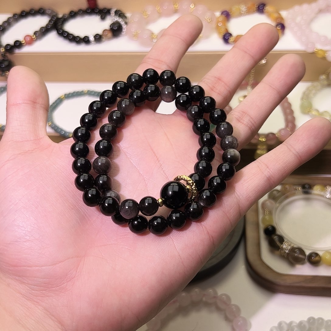 黑曜岩手串未镶嵌