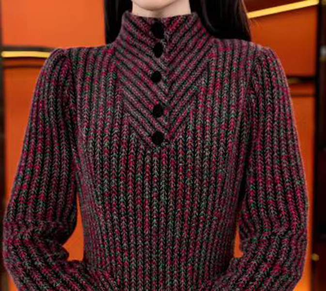 2025洋气彩色条纹秋冬新款修身显瘦遮肉连衣裙气质高雅时尚-Xx