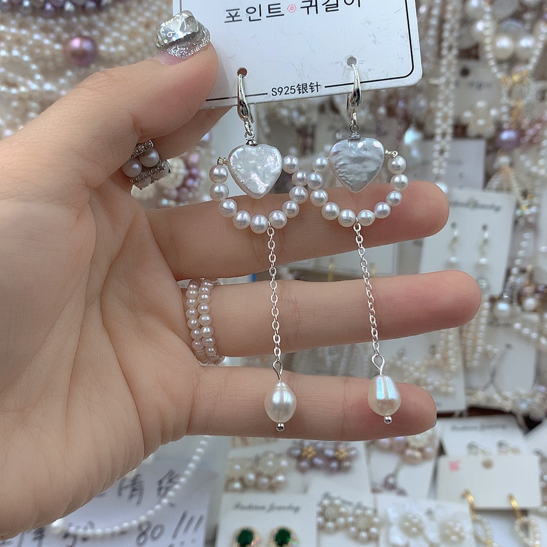 淡水珍珠耳饰银S925镶嵌