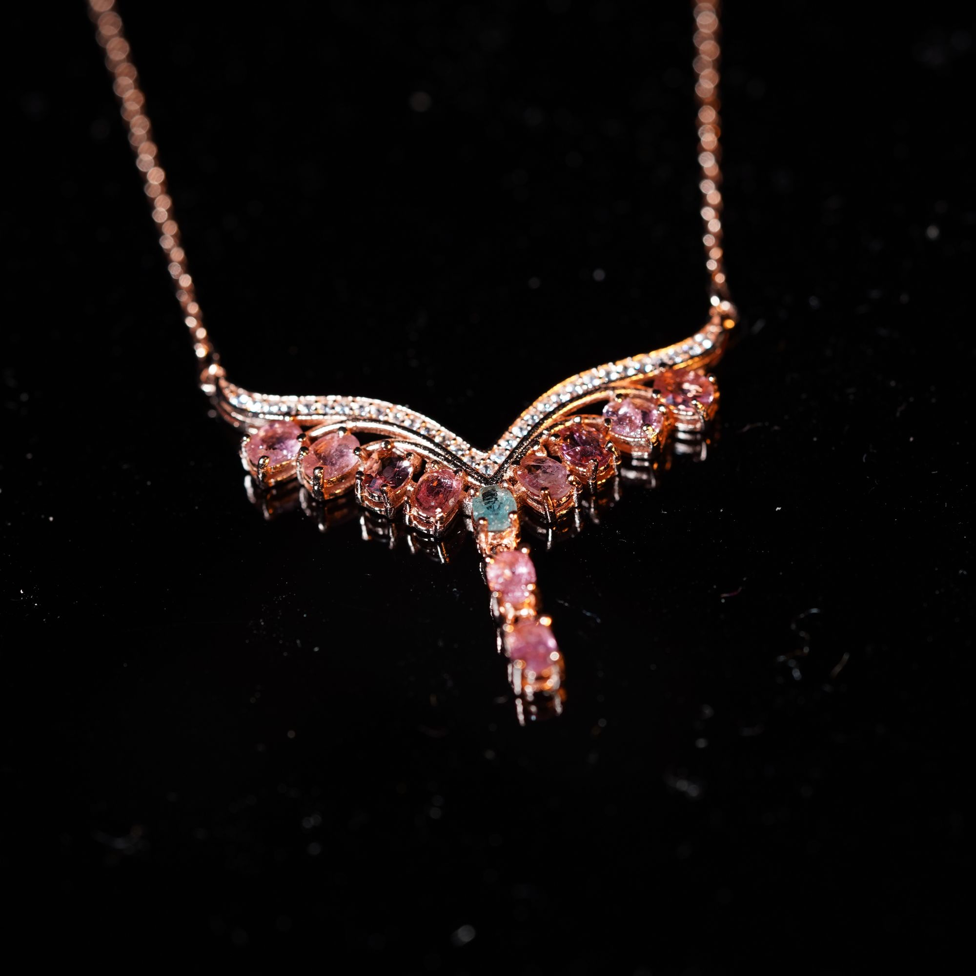 JSBXX0350-碧玺项链-标准925银一体式链-（单颗约：15分）-精工