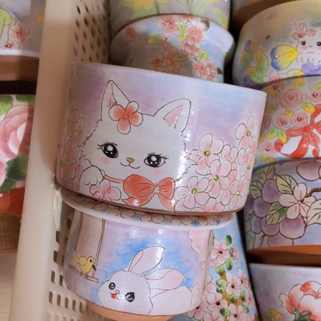 彭***彭花盆景德镇多肉手绘花盆瑕疵